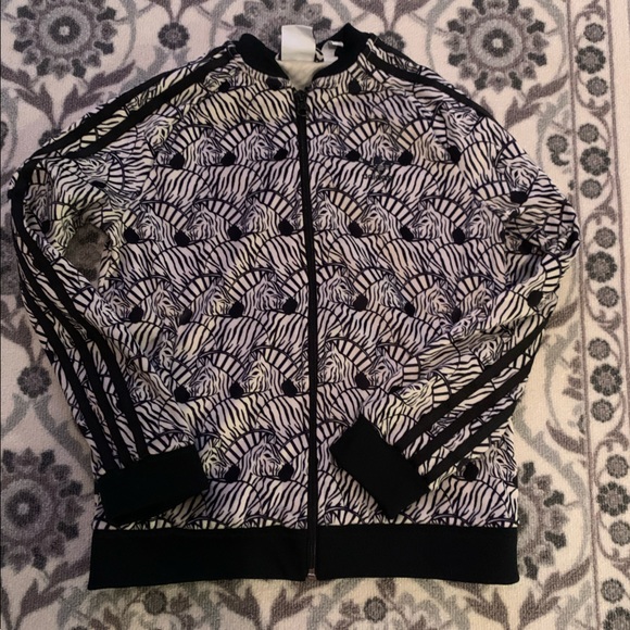 Kids Adidas Zebra Zip Up Hoodie Size 9-10